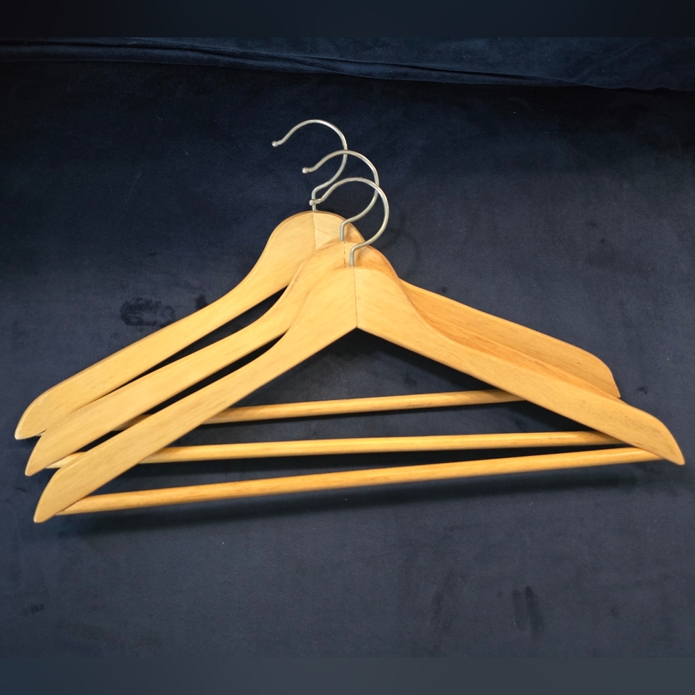 Set of 3 Vintage Wooden Suit and Pants Hangers